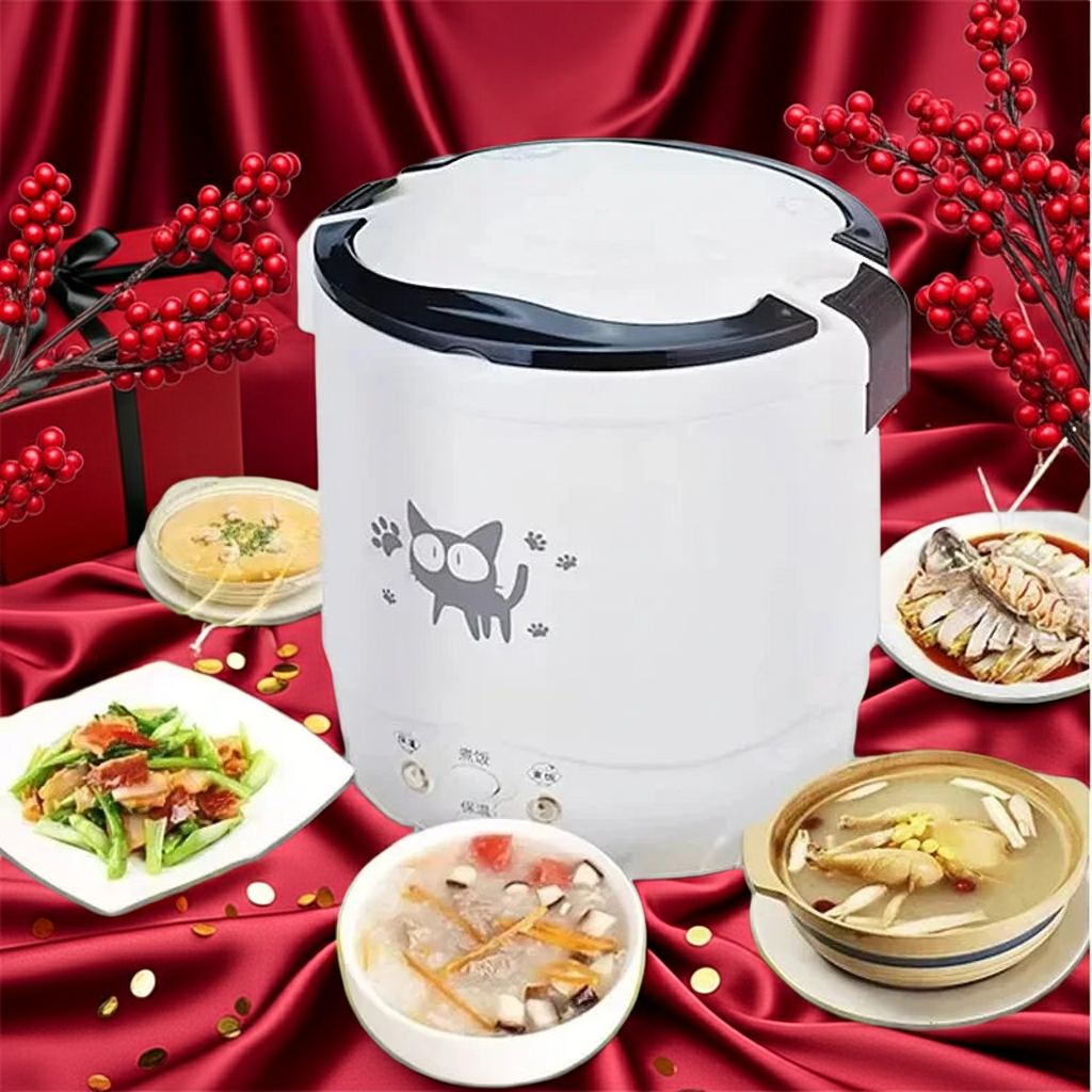 Electric Mini Rice Cooker Portable MultiCooker Household Rice Cookers 12V 24V 220V Pot Cooking Machine Pans For Car Truck Home