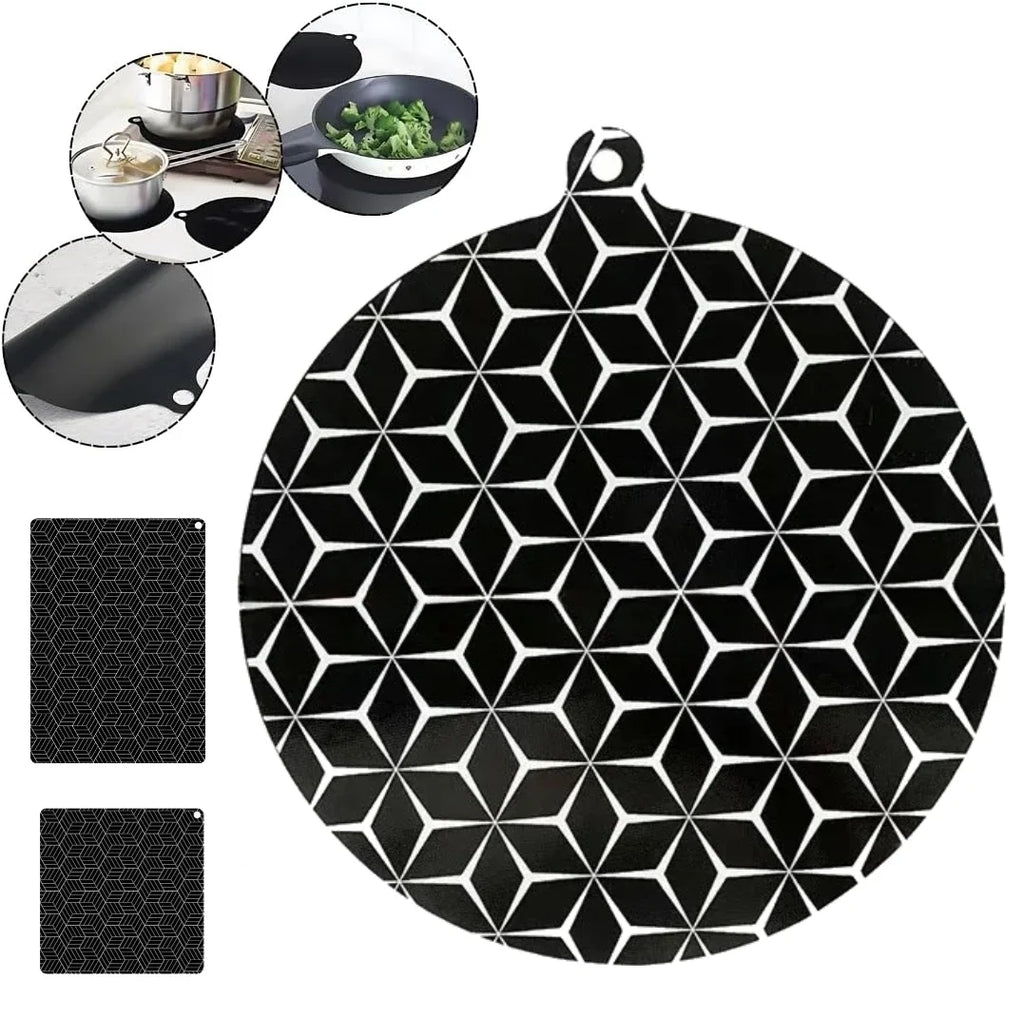 9.4in Fireproof Silicone Induction Cooktop Mat-Heat Resistant Baking Plate Protector Non-Slip Kitchen Accessories for Stove Top