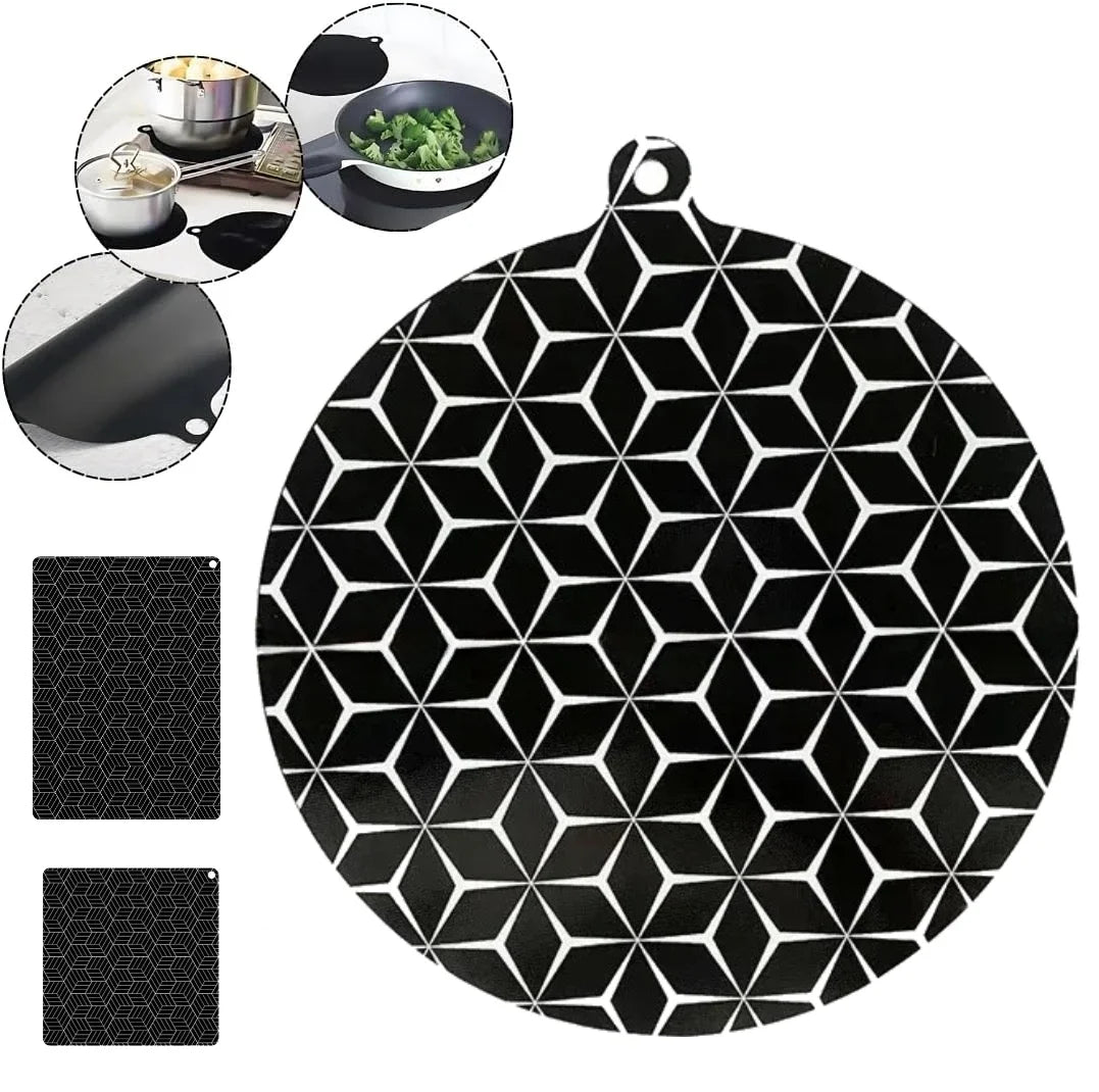 9.4in Fireproof Silicone Induction Cooktop Mat-Heat Resistant Baking Plate Protector Non-Slip Kitchen Accessories for Stove Top
