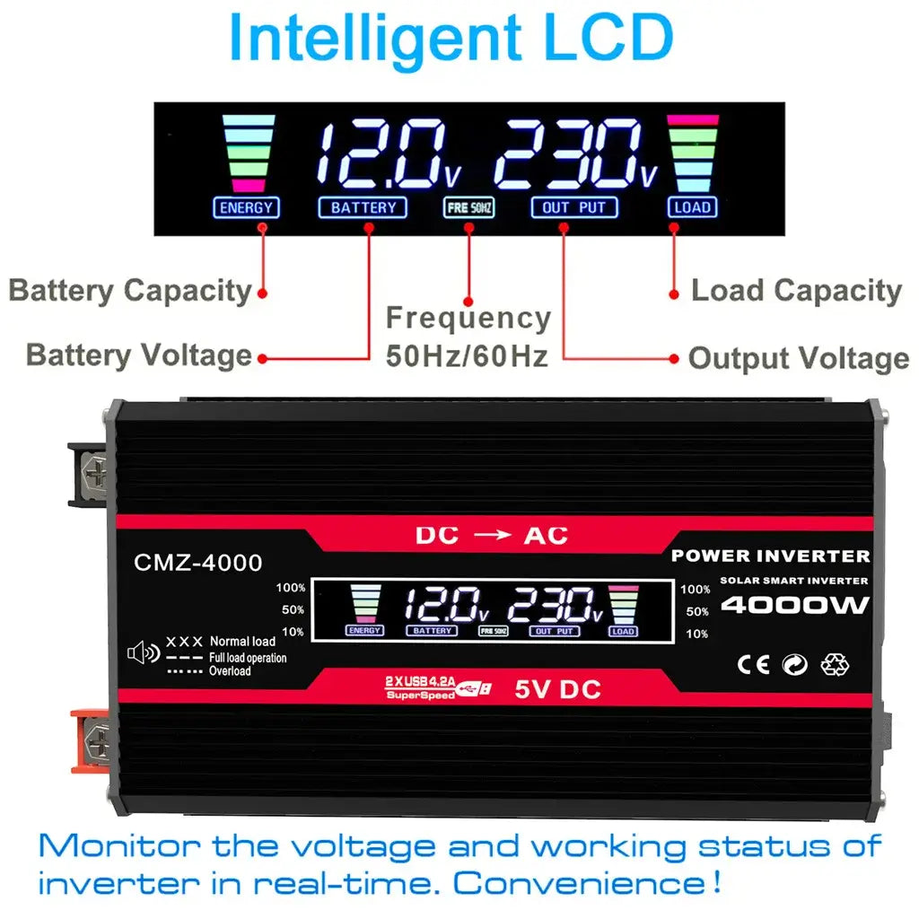 Modified Sine Wave Inverter 300W Power DC 12V to AC 110V 220V Voltage 50/60Hz Converter Solar Car Inverters with LED Dis