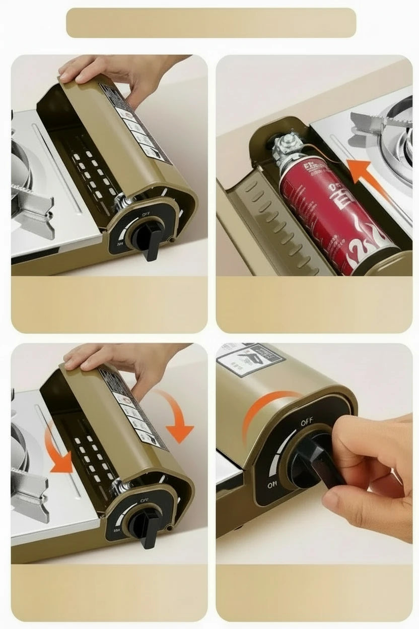 BDZ-330B Cassette Stove, Portable Gas Stove for Household Outdoor Camping Windproof  Not Picking Cookware