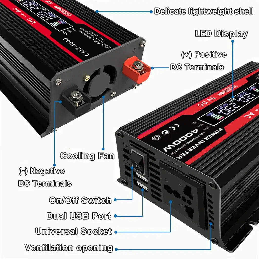 Modified Sine Wave Inverter 300W Power DC 12V to AC 110V 220V Voltage 50/60Hz Converter Solar Car Inverters with LED Dis