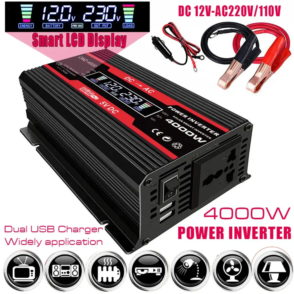 Modified Sine Wave Inverter 300W Power DC 12V to AC 110V 220V Voltage 50/60Hz Converter Solar Car Inverters with LED Dis