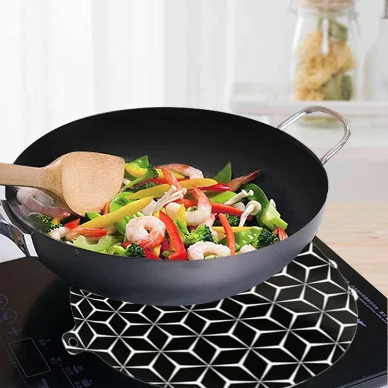 9.4in Fireproof Silicone Induction Cooktop Mat-Heat Resistant Baking Plate Protector Non-Slip Kitchen Accessories for Stove Top