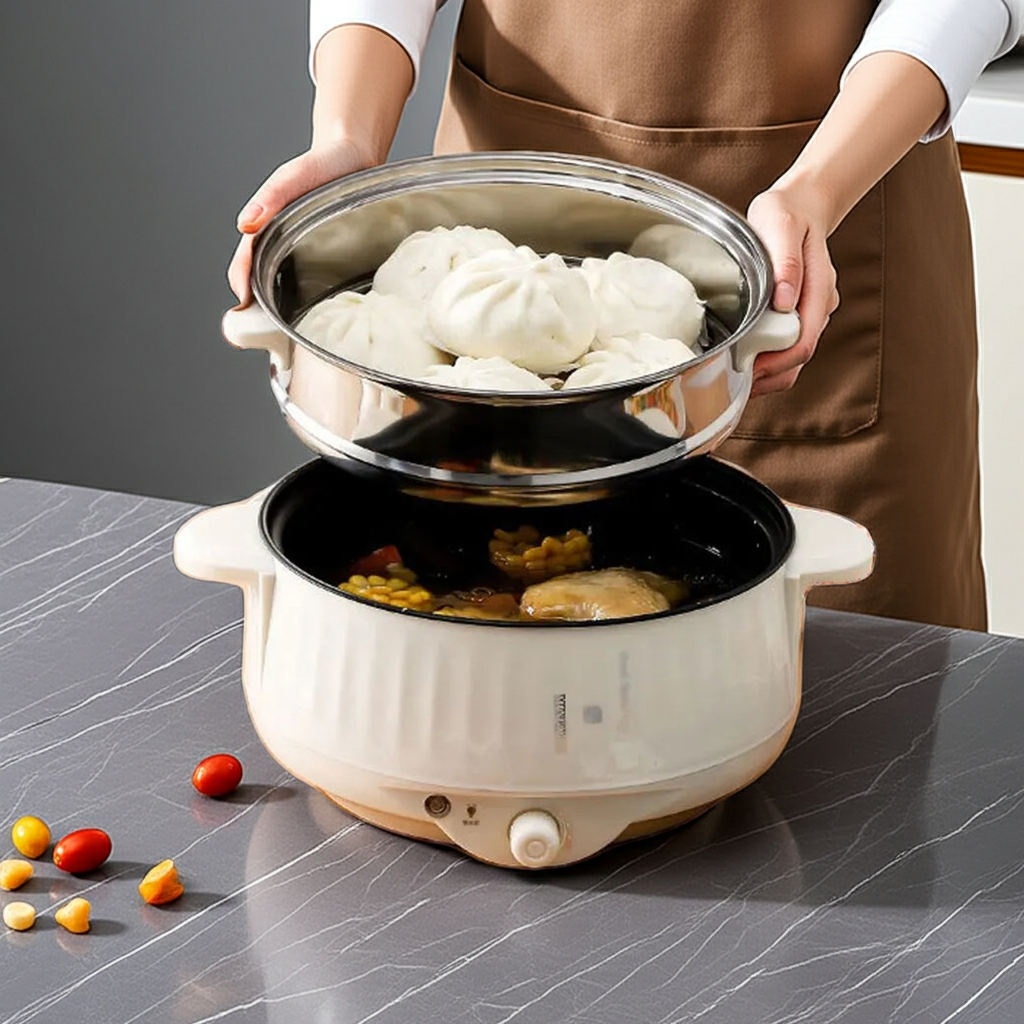 220V Multi Cookers Single/Double Layer Electric Pot 1-2 People Household Non-stick Pan Hot Pot Rice Cooker Cooking Appliances
